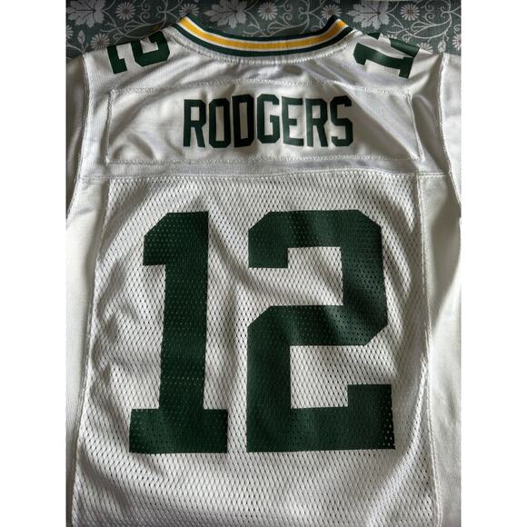 NFL Green Bay Packers Aaron Rogers #12 Reebok On Field White Jersey Youth S 8 - Picture 11 of 11